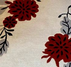 Modern Red Flower Wool Rug